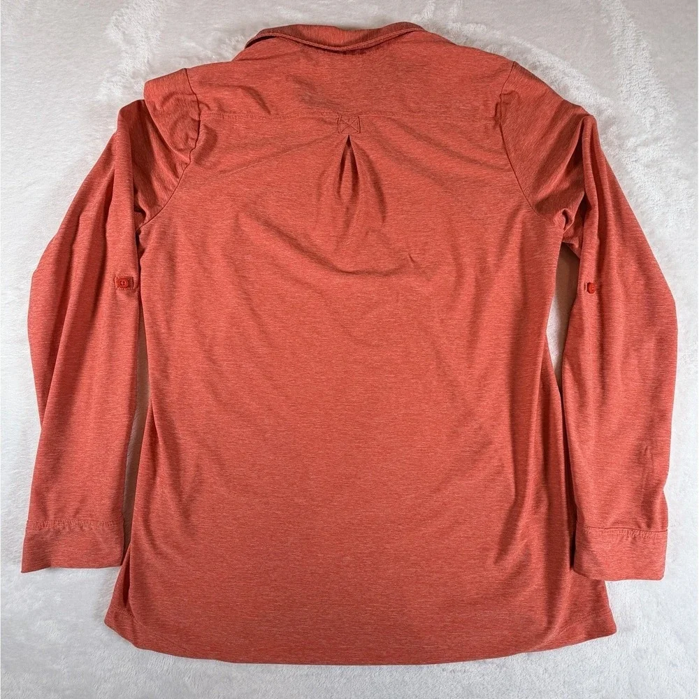 Eddie Bauer Women's Sz M Coral Heathered Long Sleeve Button Up Shirt‎ Top